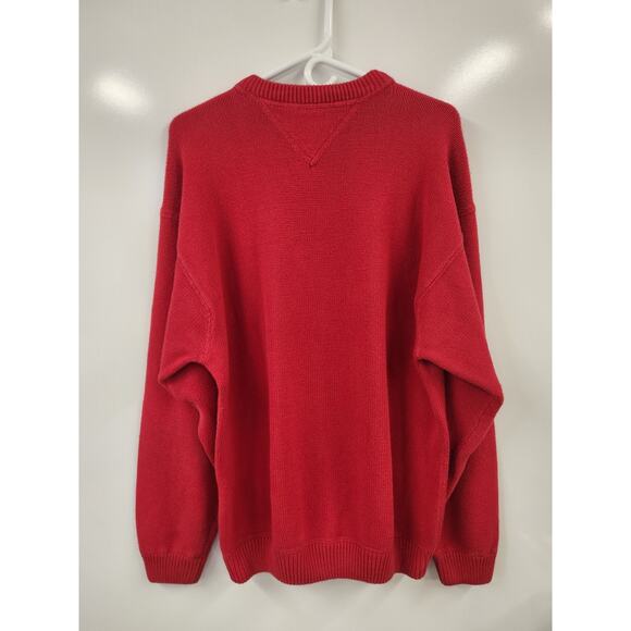 VINTAGE Tommy Hilfiger Mens Sz LG Red Heavy  Knit Sweater - Picture 2 of 3